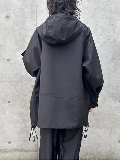 08sircus / High count weather Hooded mid coat / black / S26SS-OT01