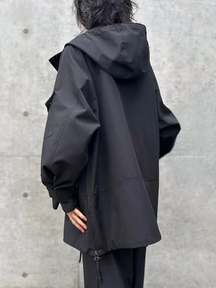 08sircus / High count weather Hooded mid coat / black / S26SS-OT01