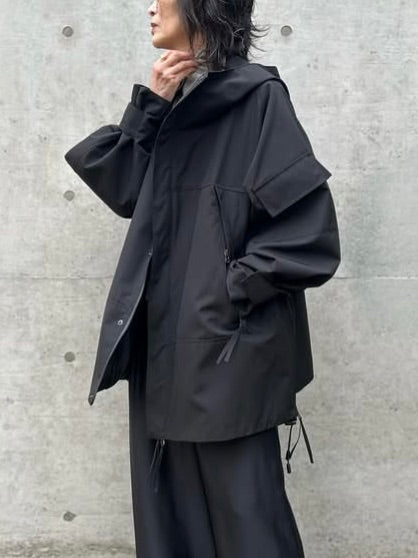 08sircus / High count weather Hooded mid coat / black / S26SS-OT01