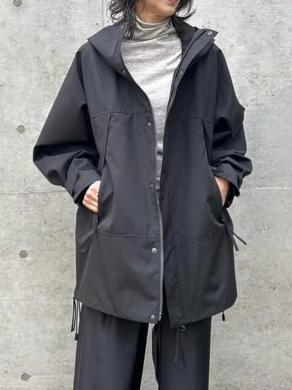 08sircus / High count weather Hooded mid coat / black / S26SS-OT01