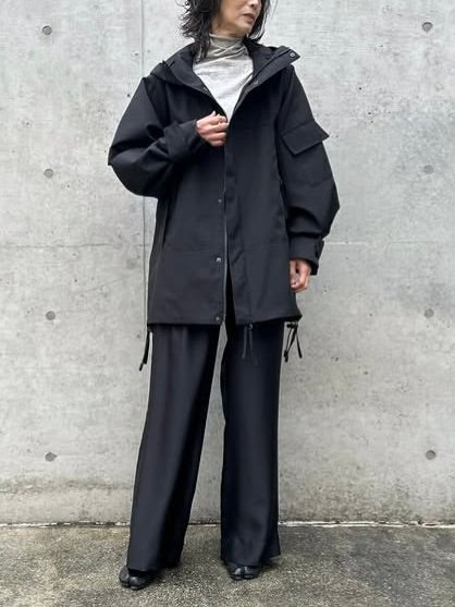 08sircus / High count weather Hooded mid coat / black / S26SS-OT01