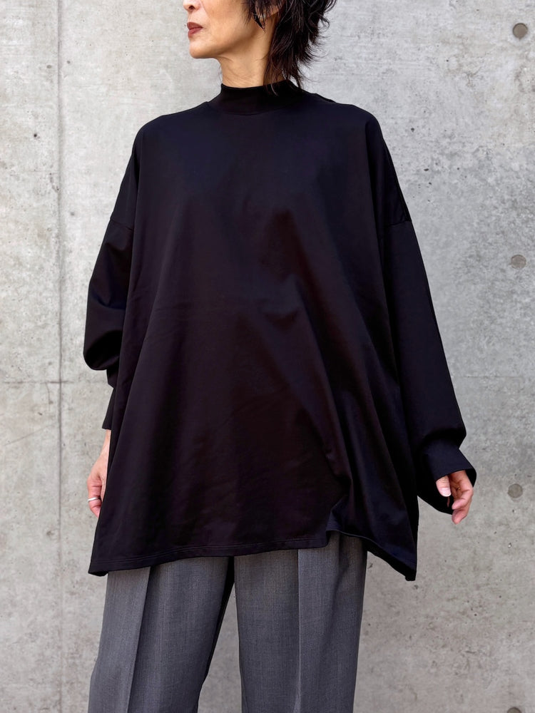 ENFÖLD / HIGH-NECK BOX LONG-SLEEVE T-SHIRT / BLACK / 300JA280-0431