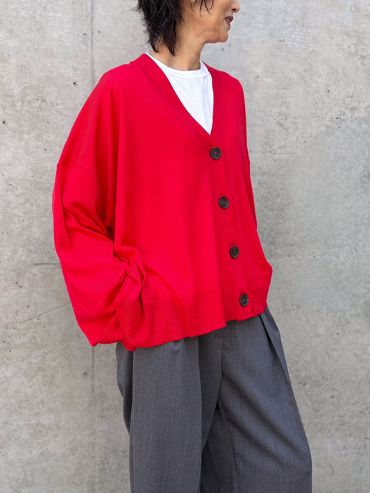ENFÖLD / V-NECK BOX CARDIGAN / Red / 300JA270-0421