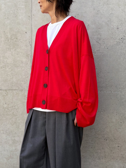 ENFÖLD / V-NECK BOX CARDIGAN / Red / 300JA270-0421