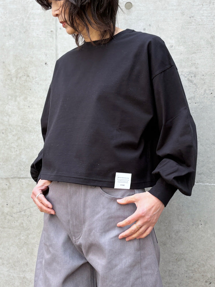 HYKE / CROPPED LONG-SLV TEE BIG FIT / BLACK / 12439