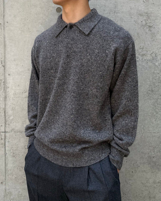AURALEE / CASHMERE NEP KNIT POLO / MIX GRAY / A26AP02NE