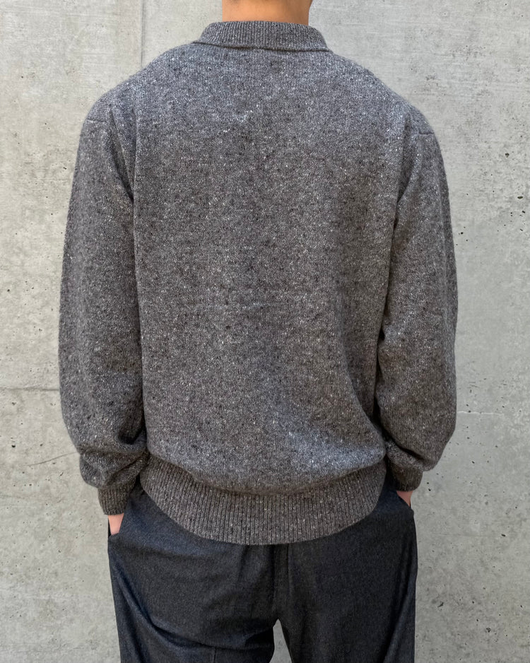 AURALEE / CASHMERE NEP KNIT POLO / MIX GRAY / A26AP02NE