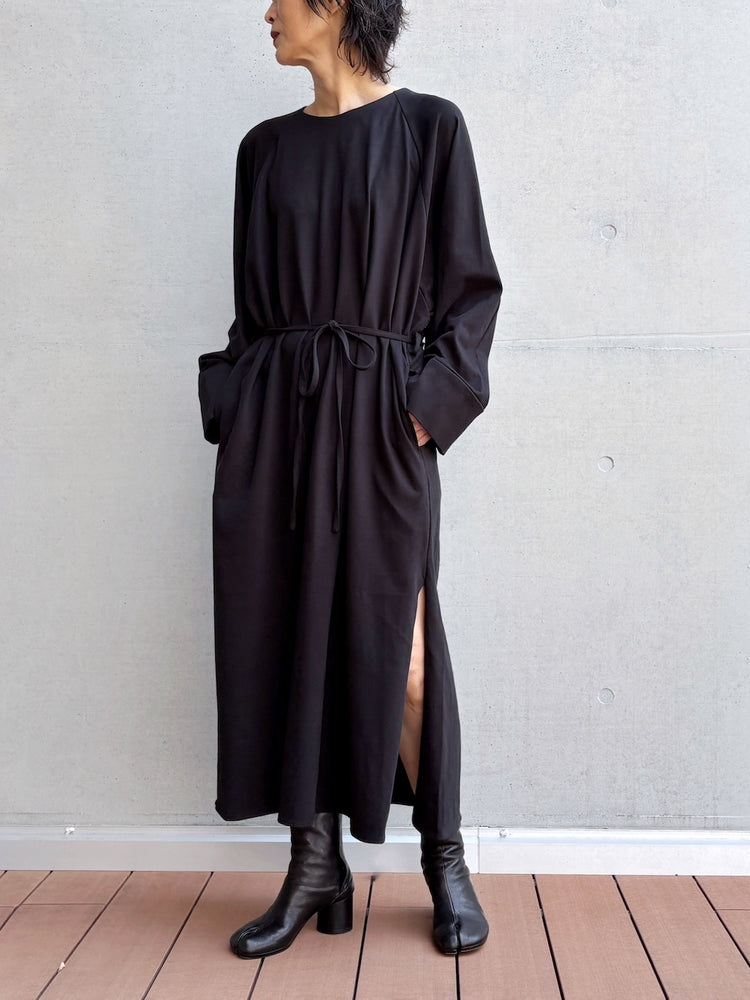 08sircus / Organic cotton jersey suede finish raglan sleeve dress / black / S26AW-DR05