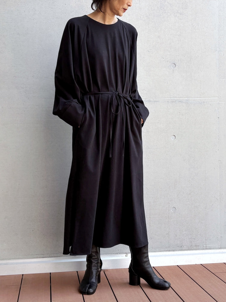 08sircus / Organic cotton jersey suede finish raglan sleeve dress / black / S26AW-DR05