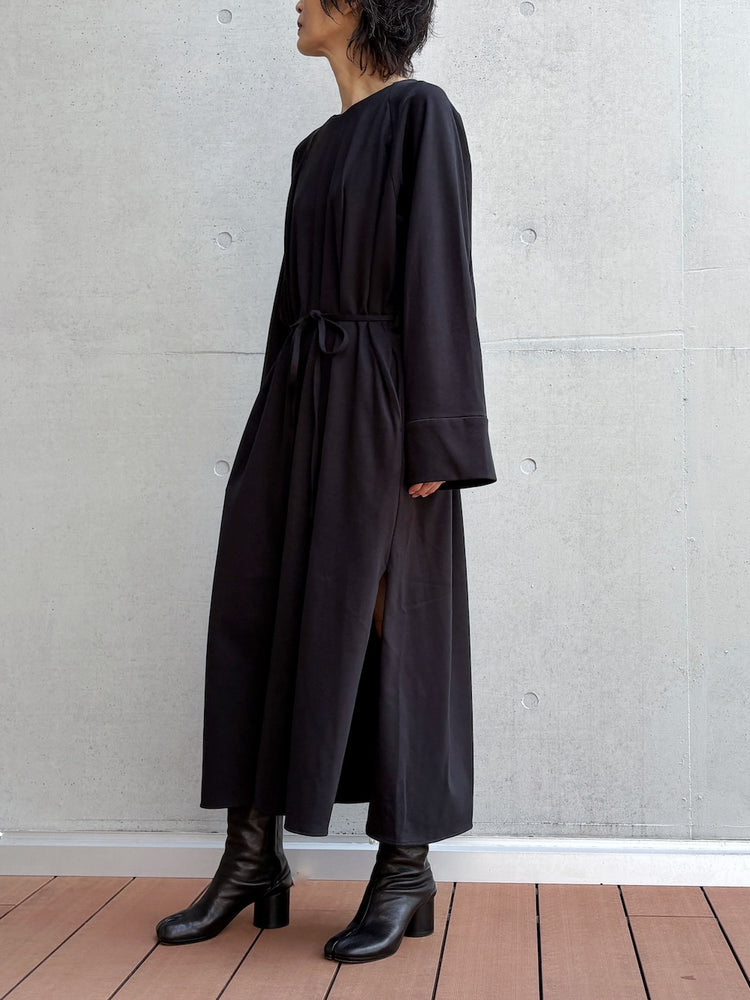 08sircus / Organic cotton jersey suede finish raglan sleeve dress / black / S26AW-DR05