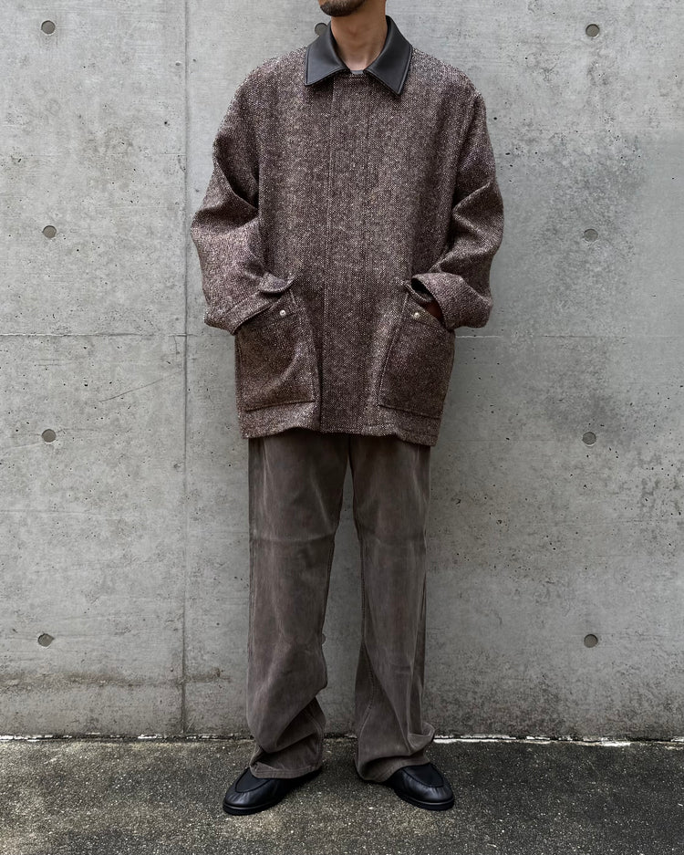 AURALEE / HOMESPUN TWEED ZIP BLOUSON / MIX BROWN / A26AB01HT