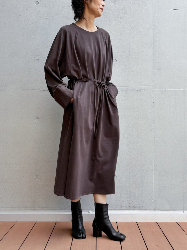 08sircus / Organic cotton jersey suede finish raglan sleeve dress / D.brown / S26AW-DR05