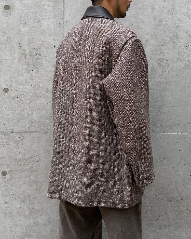 AURALEE / HOMESPUN TWEED ZIP BLOUSON / MIX BROWN / A26AB01HT