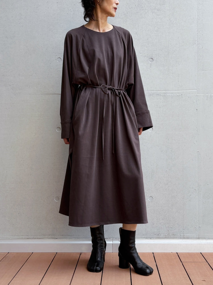 08sircus / Organic cotton jersey suede finish raglan sleeve dress / D.brown / S26AW-DR05