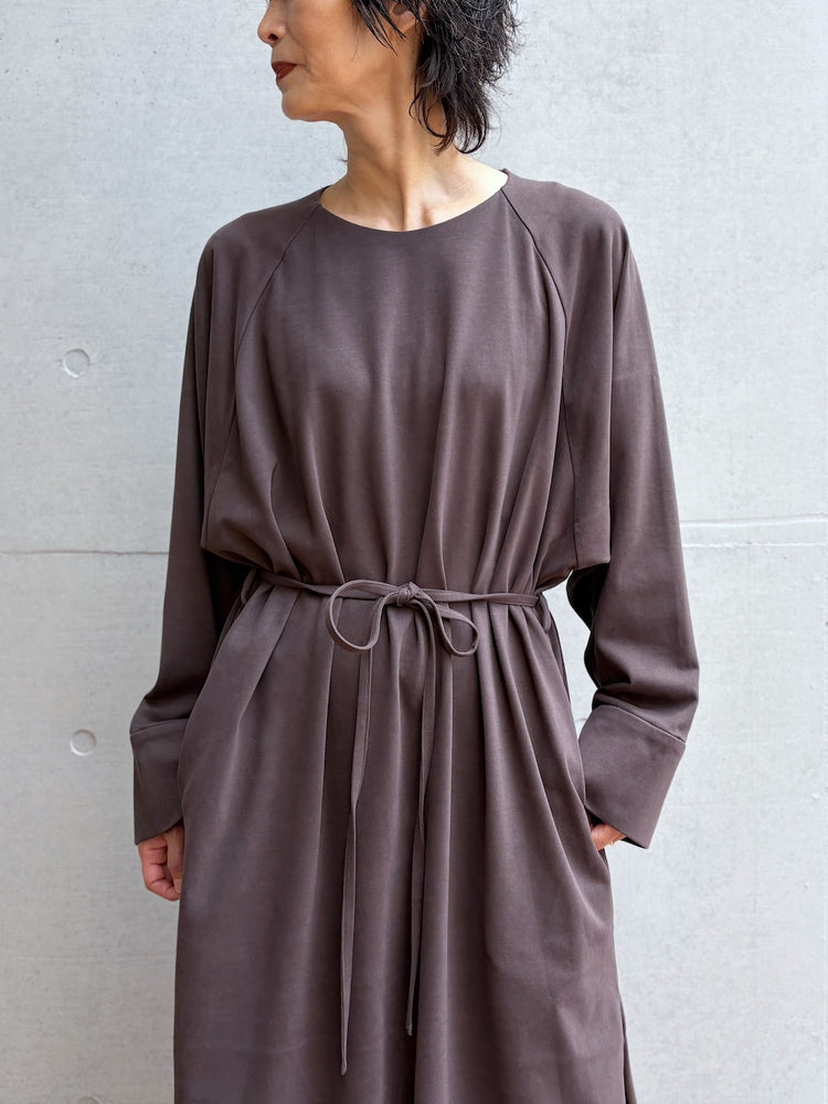 08sircus / Organic cotton jersey suede finish raglan sleeve dress / D.brown / S26AW-DR05
