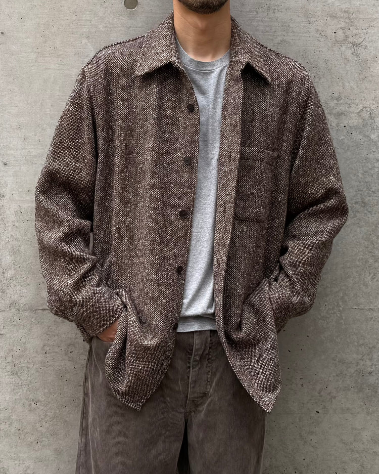 AURALEE / HOMESPUN TWEED SHIRT BLOUSON / MIX BROWN / A26AS02HT