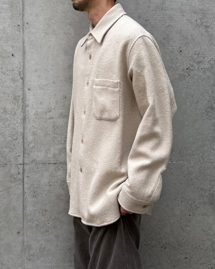 AURALEE / HOMESPUN TWEED SHIRT BLOUSON / IVORY BEIGE / A26AS02HT