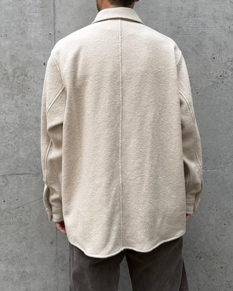 AURALEE / HOMESPUN TWEED SHIRT BLOUSON / IVORY BEIGE / A26AS02HT