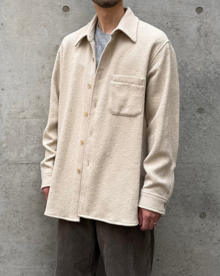 AURALEE / HOMESPUN TWEED SHIRT BLOUSON / IVORY BEIGE / A26AS02HT