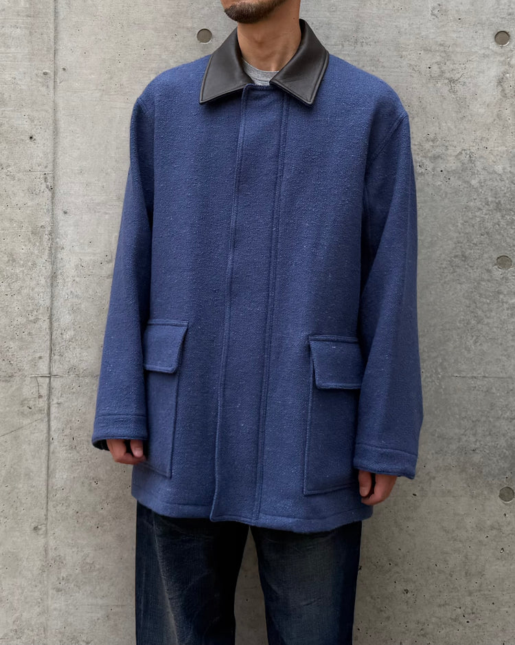 AURALEE / HOMESPUN TWEED ZIP BLOUSON / DUSTY BLUE / A26AB01HT