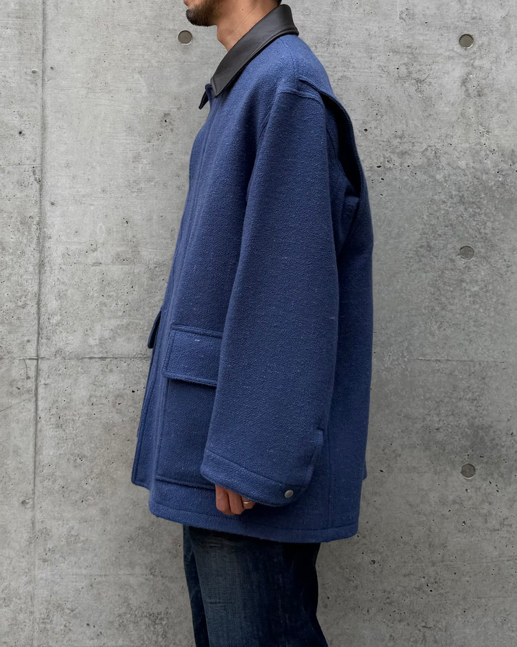 AURALEE / HOMESPUN TWEED ZIP BLOUSON / DUSTY BLUE / A26AB01HT