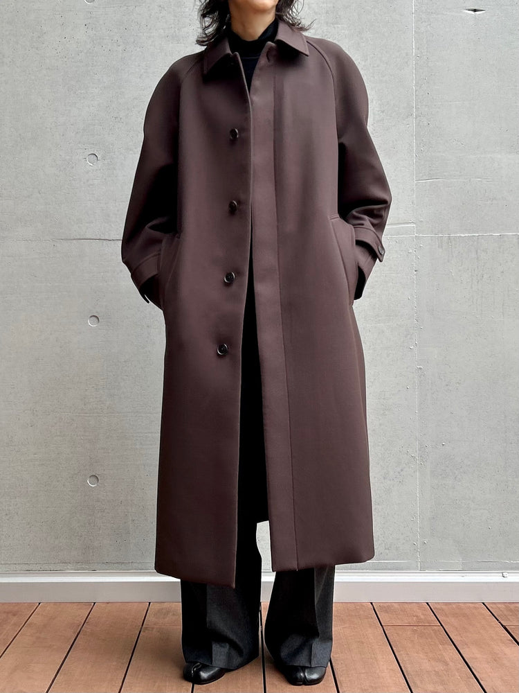 AURALEE / TWISTED DOUBLE CLOTH COAT / DARK BROWN  /