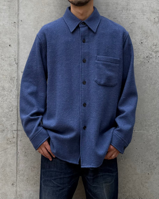 AURALEE / HOMESPUN TWEED SHIRT BLOUSON / DUSTY BLUE / A26AS02HT