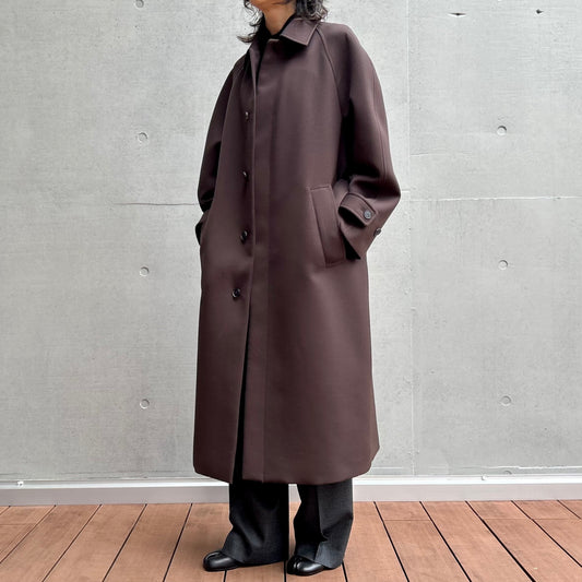AURALEE / TWISTED DOUBLE CLOTH COAT / DARK BROWN  /