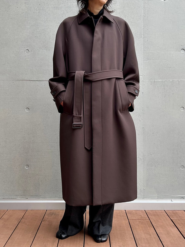 AURALEE / TWISTED DOUBLE CLOTH COAT / DARK BROWN  /