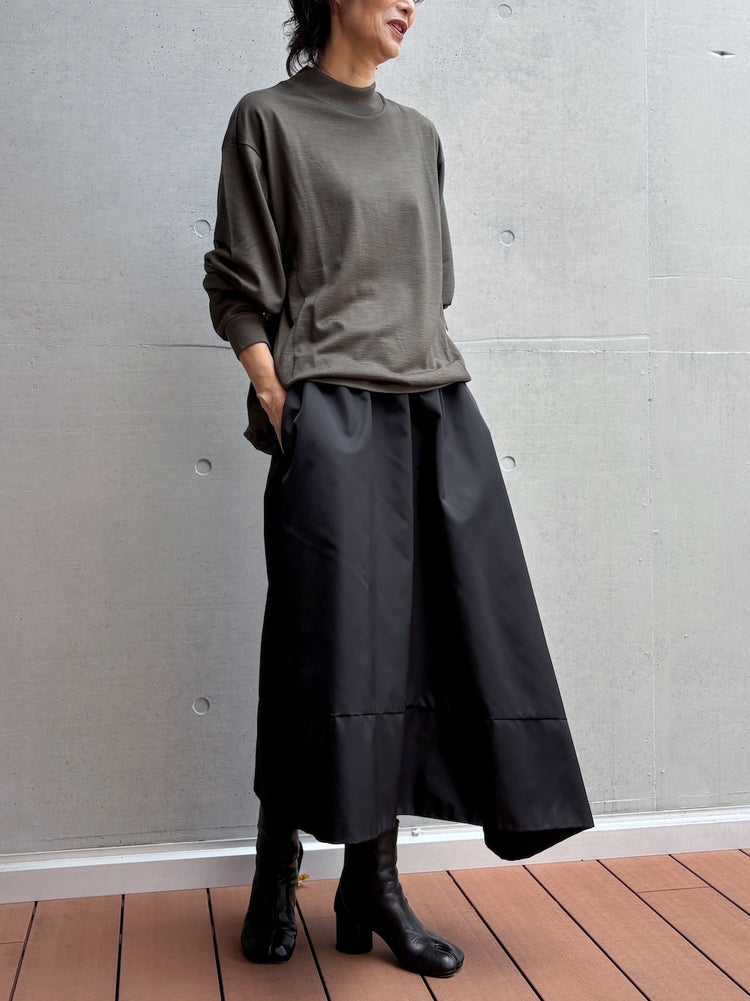 08sircus / Wool jersey mock neck top / D.khaki / S26AW-CS04