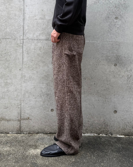 AURALEE / HOMESPUN TWEED PAINTER PANTS / MIX BROWN / A26AP03HT