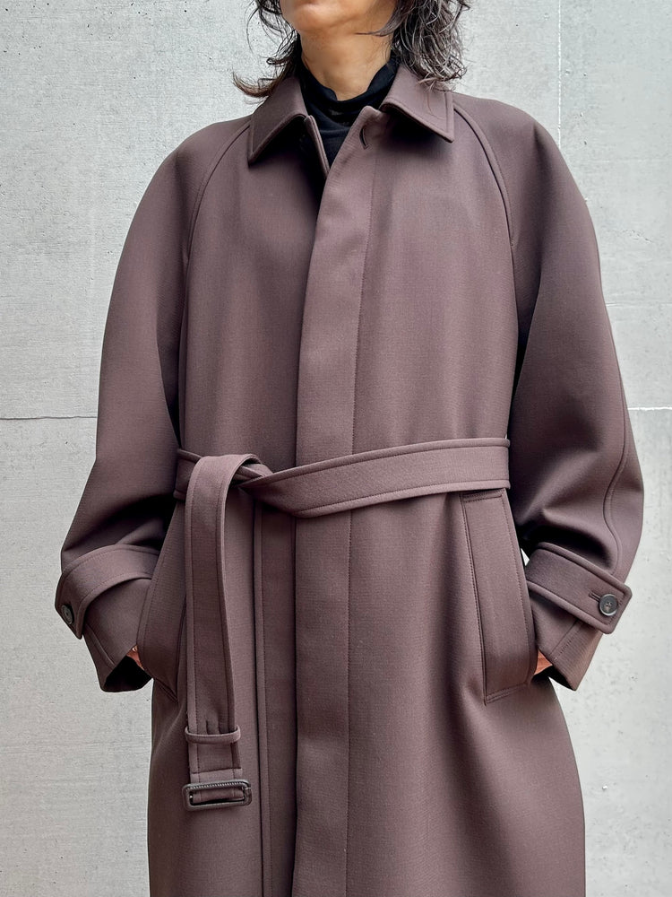 AURALEE / TWISTED DOUBLE CLOTH COAT / DARK BROWN  /