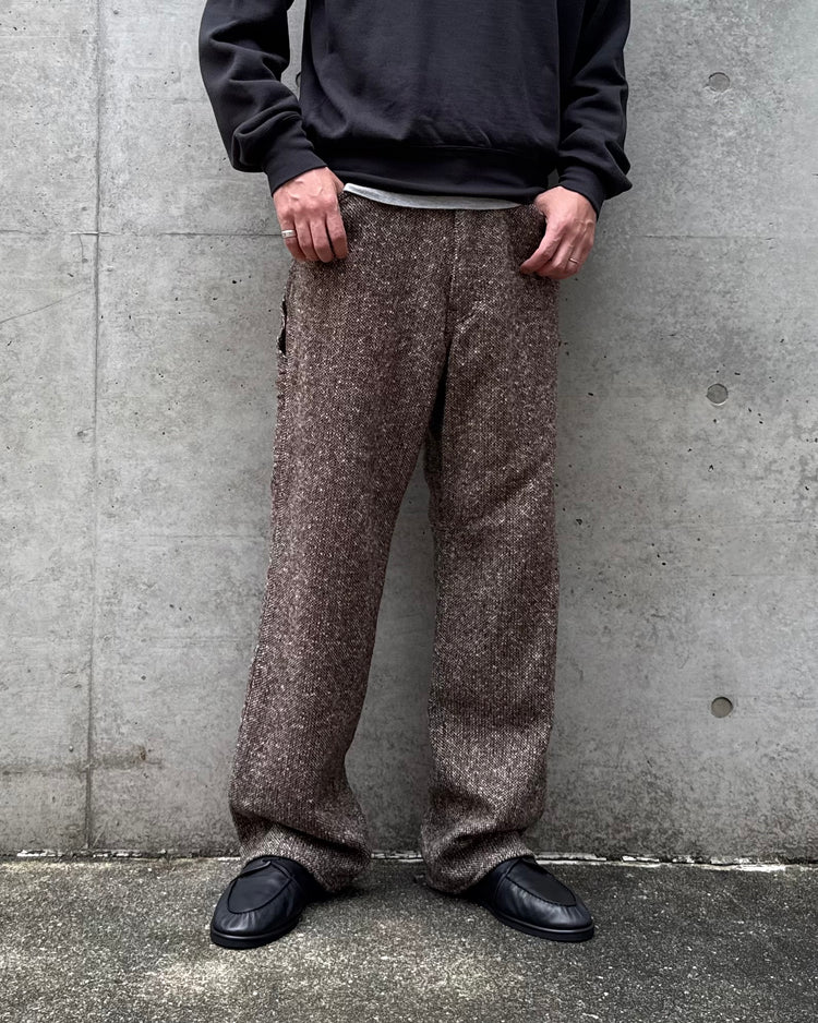 AURALEE / HOMESPUN TWEED PAINTER PANTS / MIX BROWN / A26AP03HT