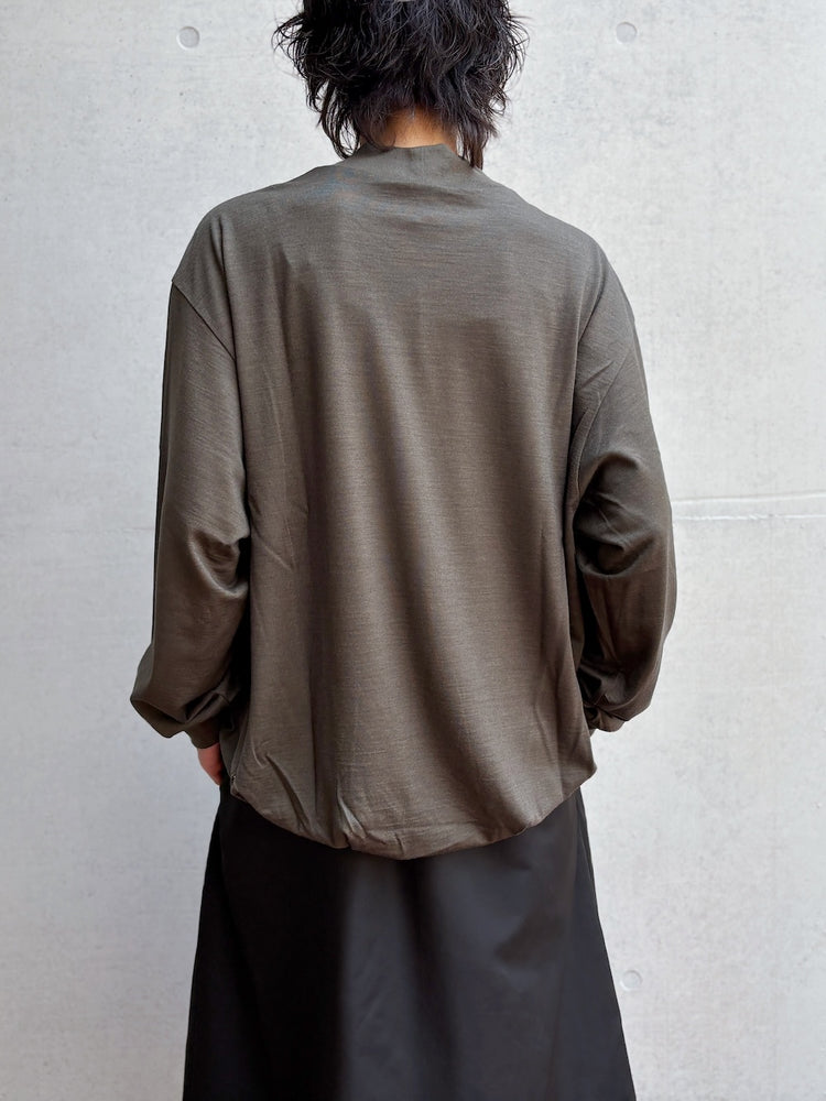 08sircus / Wool jersey mock neck top / D.khaki / S26AW-CS04