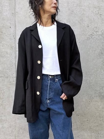 SOPHIE TALKS ABOUT THE WEATHER / SHELL BUTTON JACKET / BLACK / COM-26S-JK03