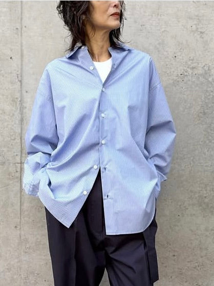 SOPHIE TALKS ABOUT THE WEATHER / OVER SIZE SHIRT (STRIPE ) / BLUE / COM-26S-SH08