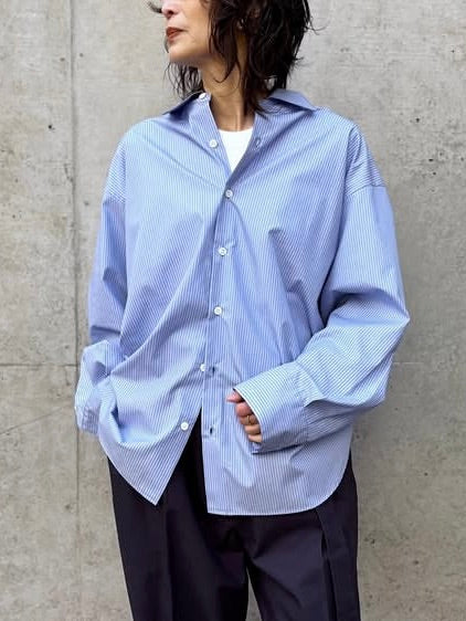 SOPHIE TALKS ABOUT THE WEATHER / OVER SIZE SHIRT (STRIPE ) / BLUE / COM-26S-SH08