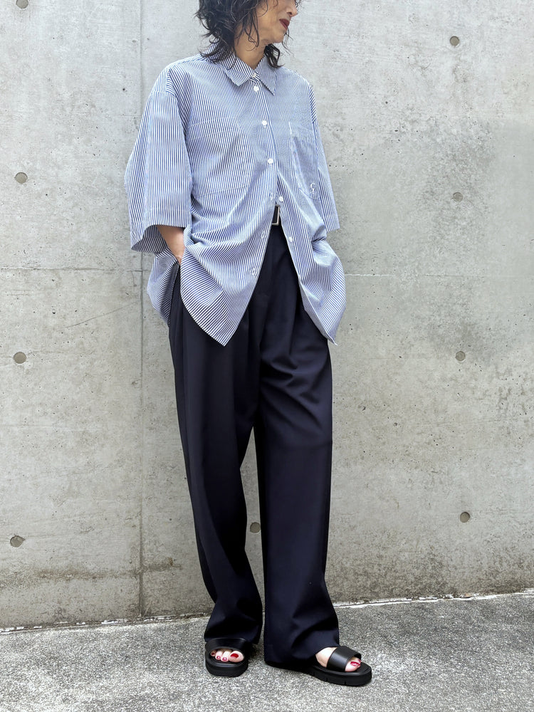 CLANE / HALF SLEEVE HUGE SHIRTS / STRIPE / 10122-4233