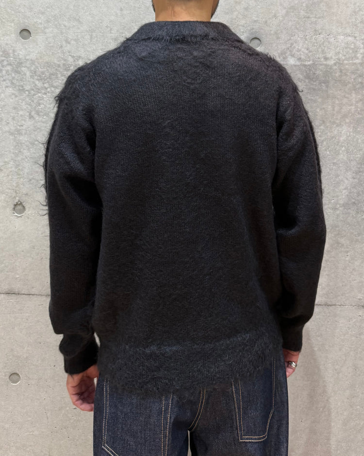 AURALEE / BRUSHED SUPER KID MOHAIR KNIT POLO / INK BLACK / A26AP01KM