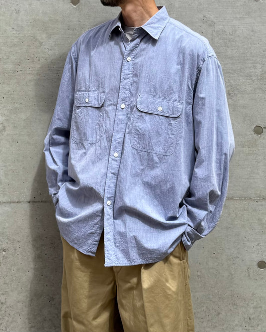 blurhmsROOTSTOCK / Hard Twist Chambray Work Shirts L/S / Sax Blue