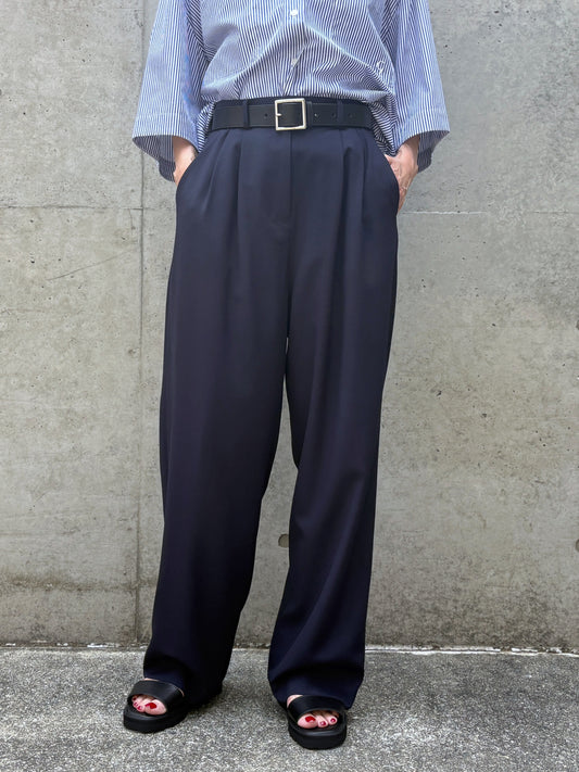 CLANE / BASIC TUCK PANTS / NAVY / 10110-7083