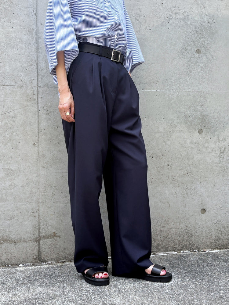 CLANE / BASIC TUCK PANTS / NAVY / 10110-7083