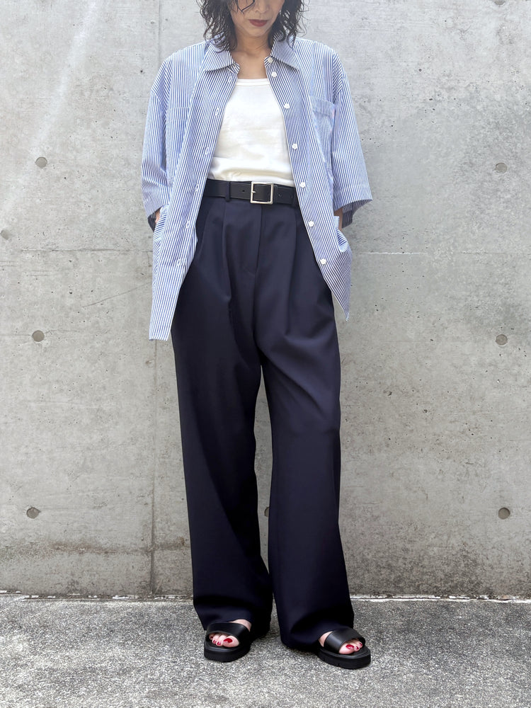 CLANE / BASIC TUCK PANTS / NAVY / 10110-7083