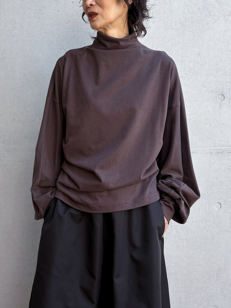 08sircus / Organic cotton jersey suede finish dolman top / D.brown / S26AW-CS05