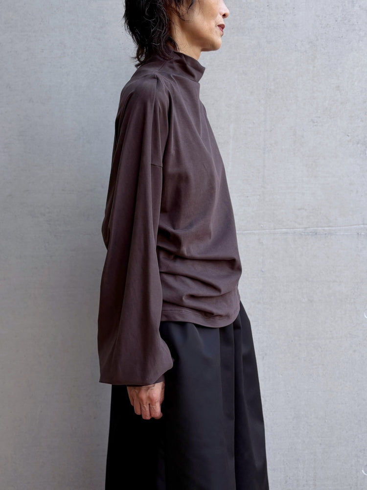 08sircus / Organic cotton jersey suede finish dolman top / D.brown / S26AW-CS05