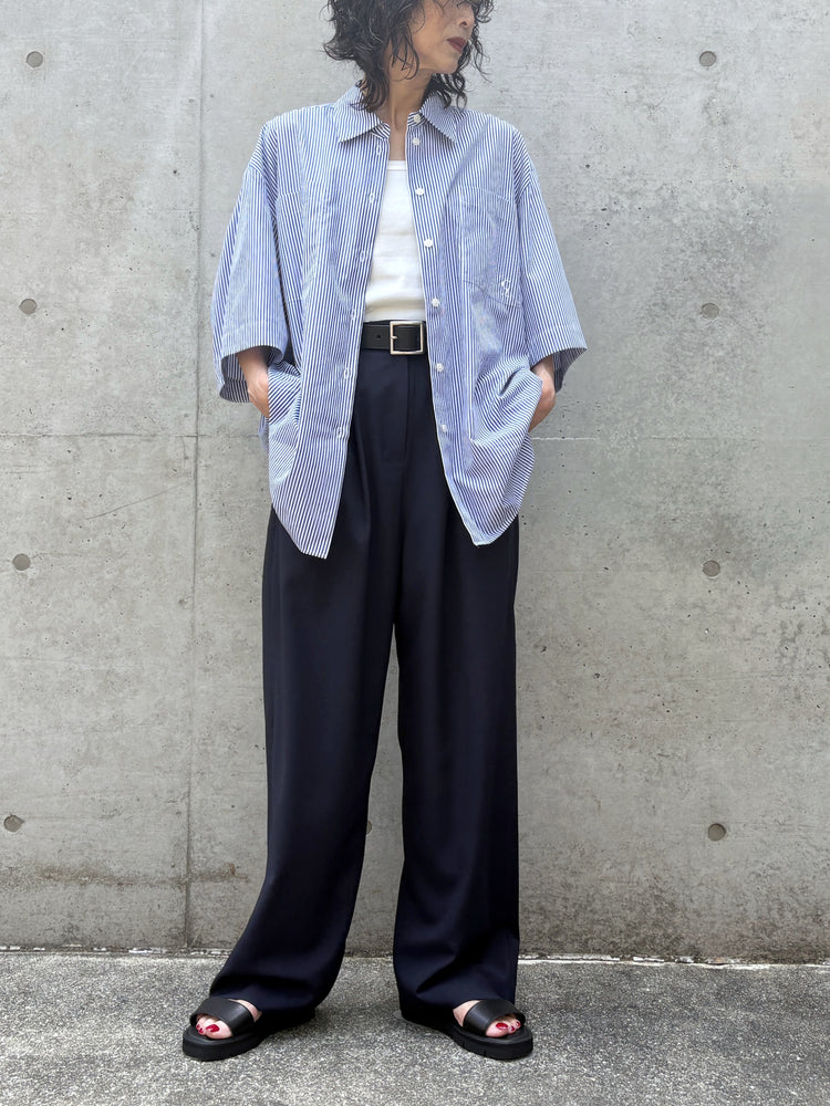 CLANE / BASIC TUCK PANTS / NAVY / 10110-7083