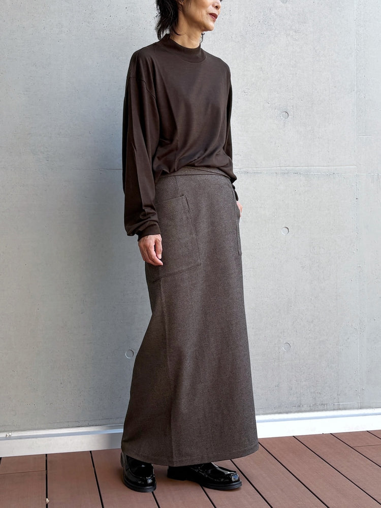 08sircus / Wool jersey mock neck top / D.brown / S26AW-CS04