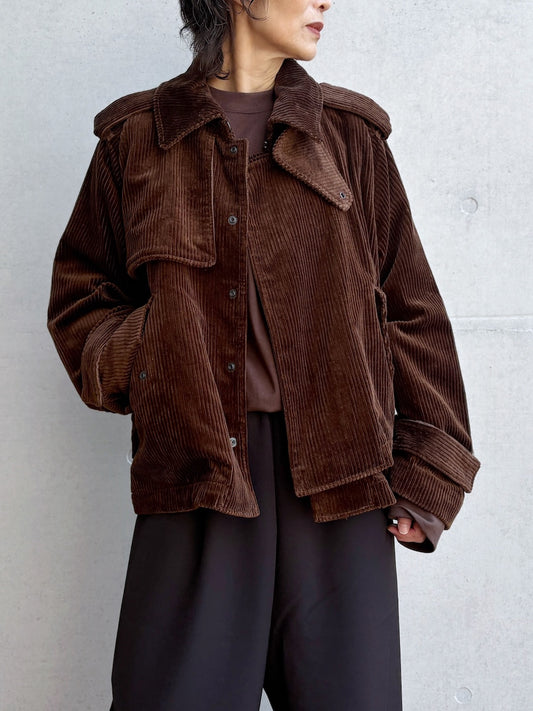 08sircus / Corduroy layered short trench / brown / S26AW-OT17