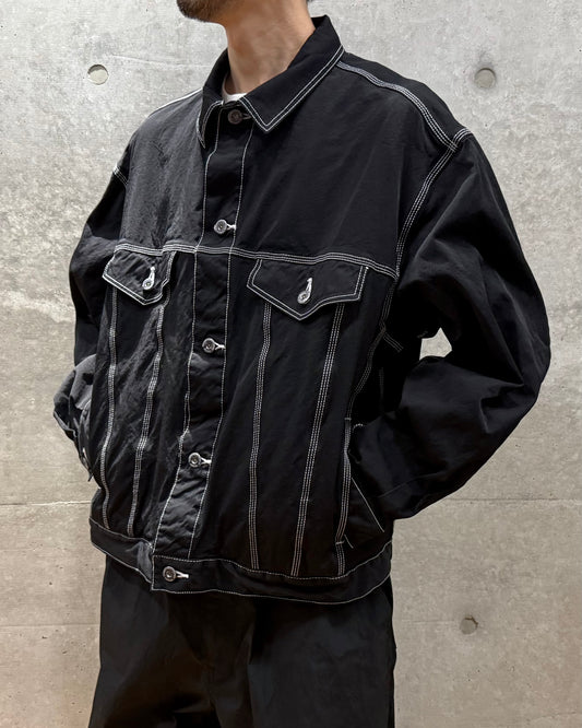 COMME des GARCONS HOMME / ナイロンスパンツイル 製品染め トラッカージャケット / HP-J014-051  / BLACK