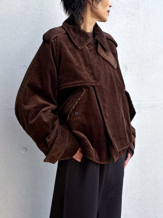 08sircus / Corduroy layered short trench / brown / S26AW-OT17